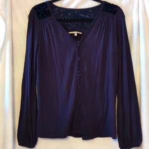 Long Sleeve Navy Blue Tunic Top